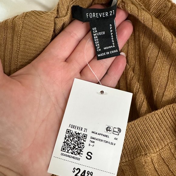 Forever 21 Tan Long Sleeve Lightweight Sweater Women's Small NEW - Picture 5 of 5